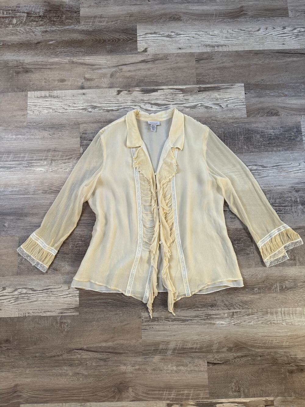 Vintage Y2K Silk Ruffle Lace Blouse Fairy Grunge Coquette Whimsigoth Romantic 18
